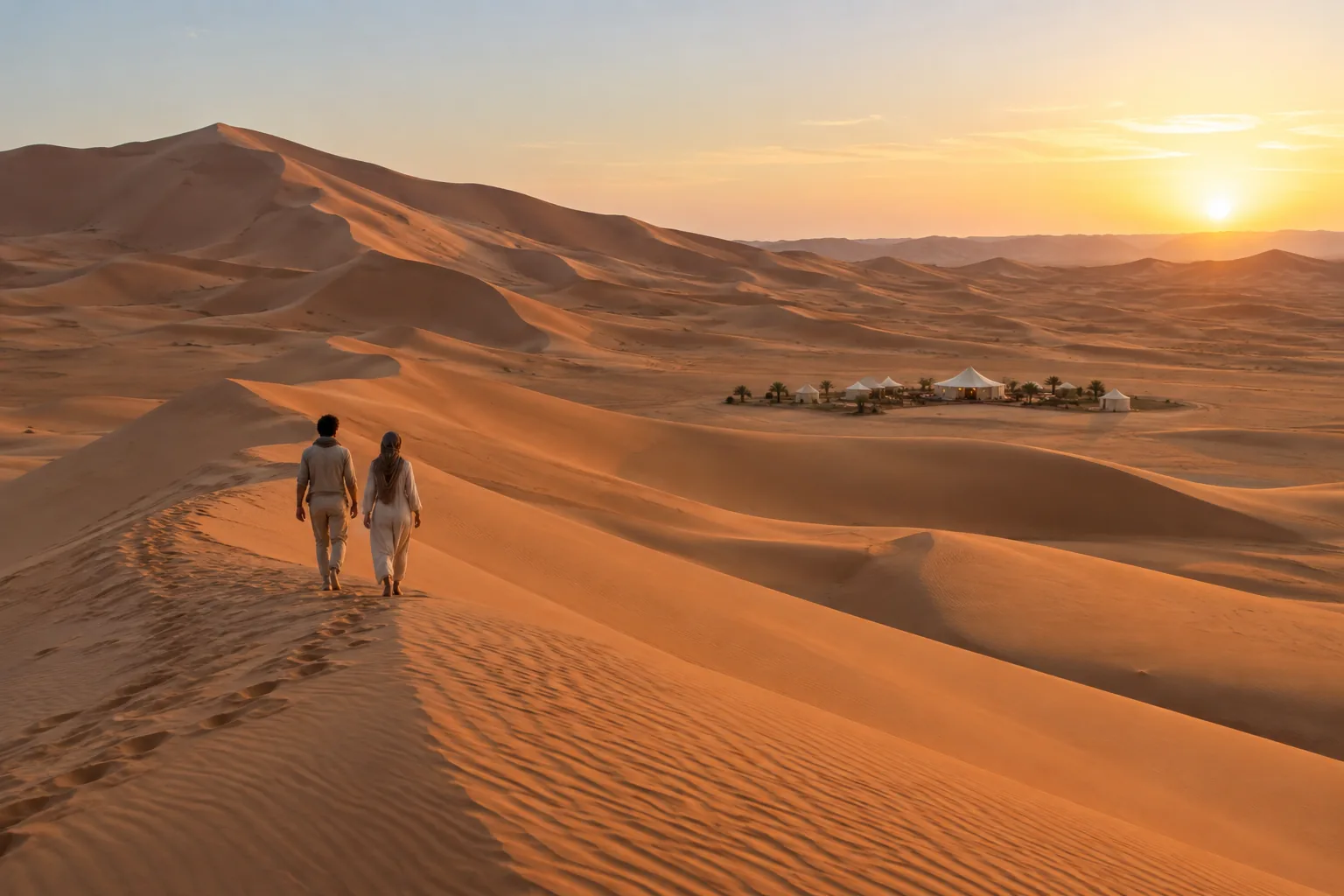 Brand illustration evoking a journey through desert dunes